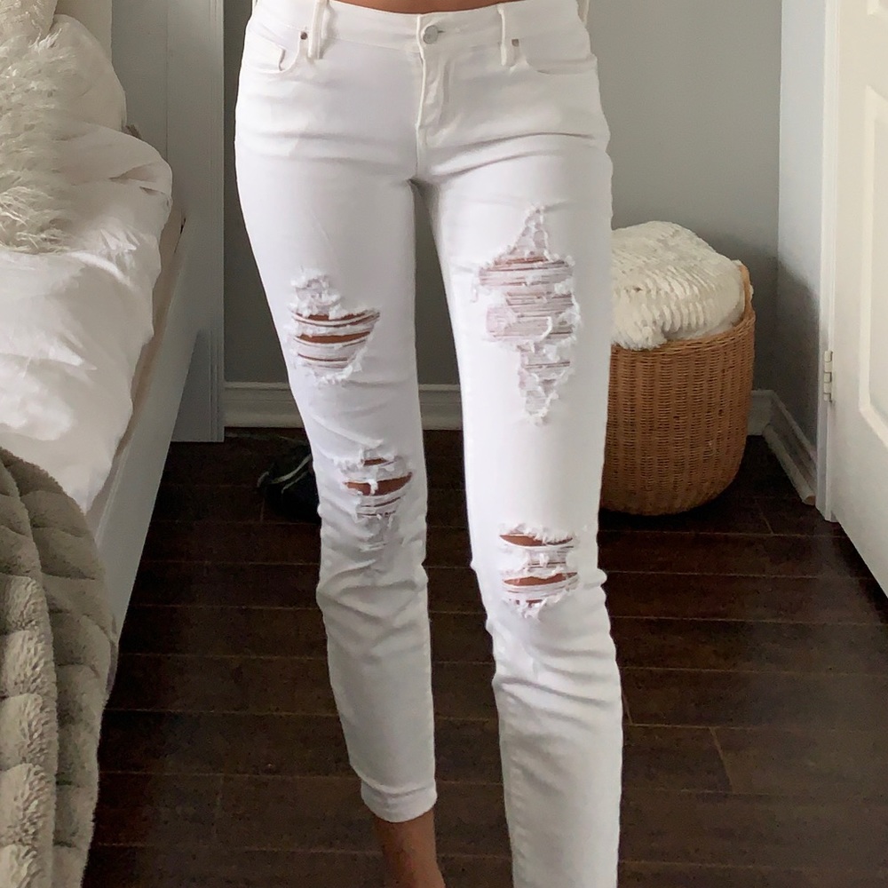 Distressed white jeans from PacSun